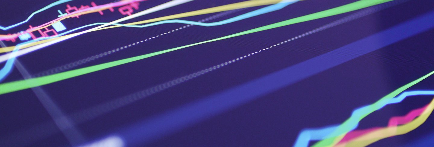 Closeup of digital graphs in bright colors